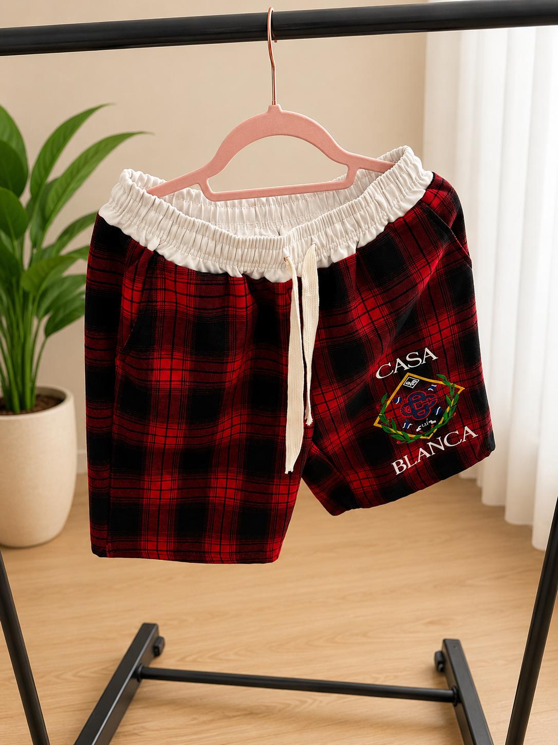 Men's Plaid Casual Drawstring Shorts – Comfortable Summer Shorts (3 Colors, 2 Designs)