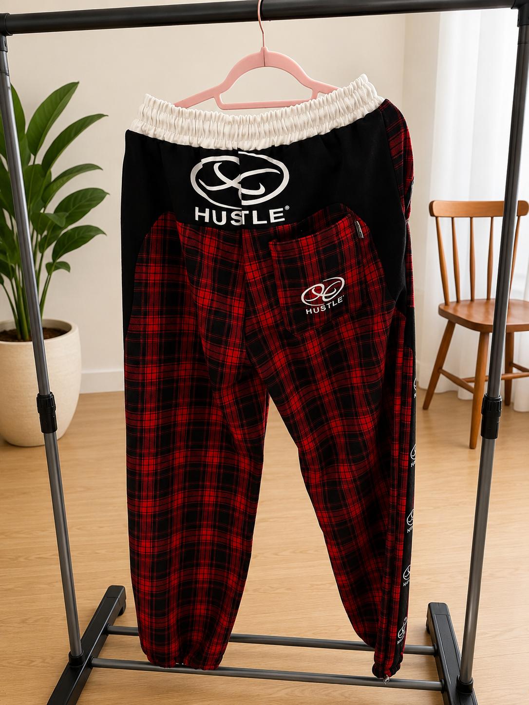 Men's Plaid Hustle Jogger Pants – Casual Drawstring Sweatpants (2 Colors, 2 Designs)