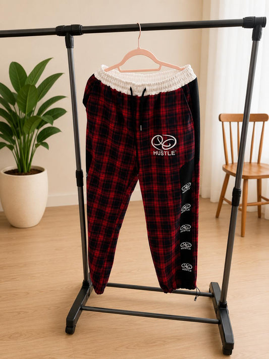 Men's Plaid Hustle Jogger Pants – Casual Drawstring Sweatpants (2 Colors, 2 Designs)