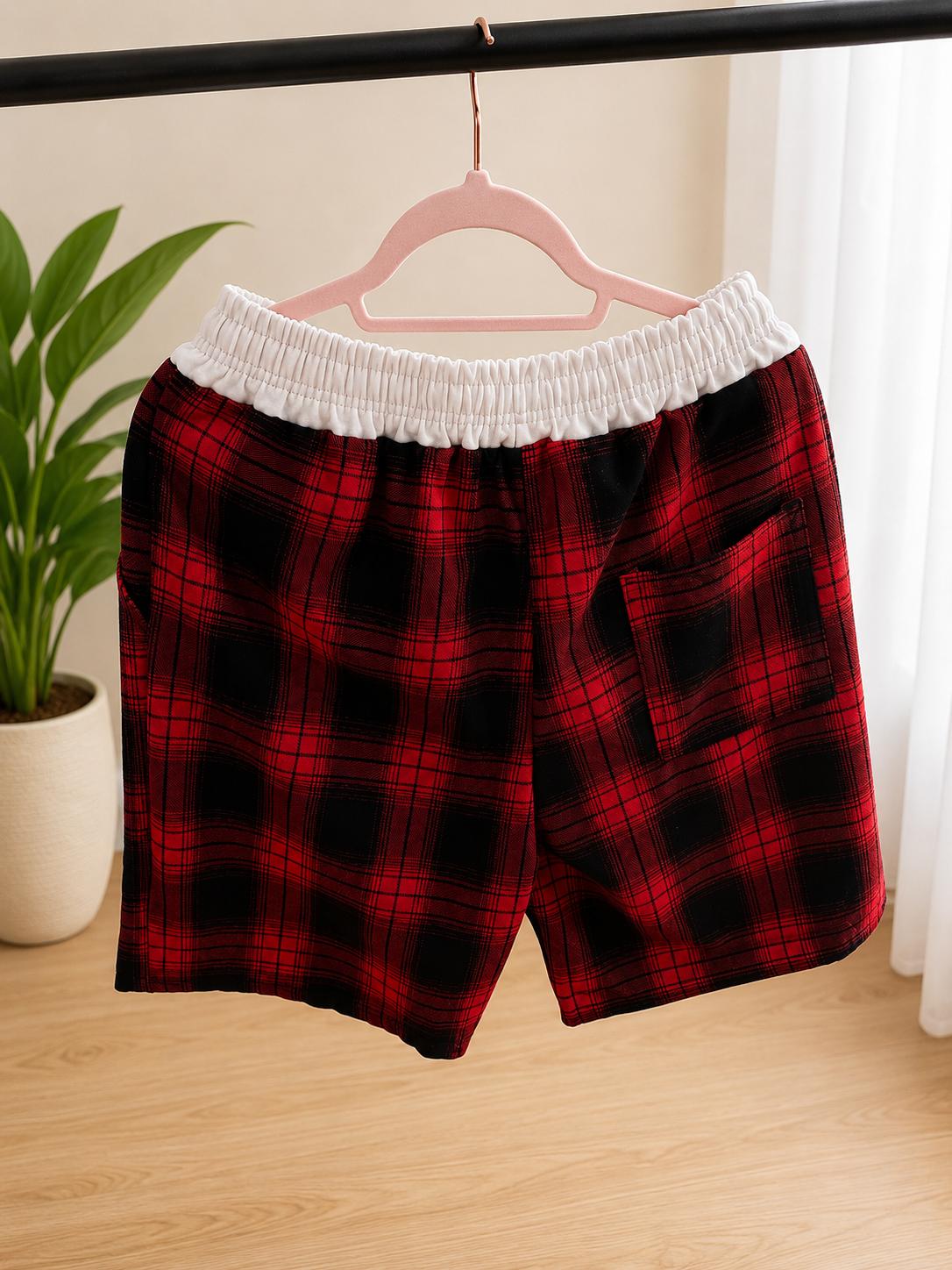 Men's Plaid Casual Drawstring Shorts – Comfortable Summer Shorts (3 Colors, 2 Designs)